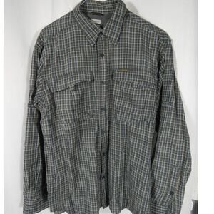 Columbia Titanium Men's L Button Up Collared Shirt Plaid Hiking Camping Fishing